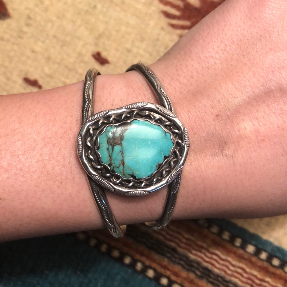 HUGE turquoise and sterling bracelet